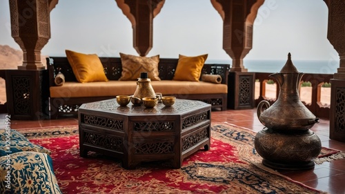 arabic setting for a majlis with traditional Living room ramadan decoration