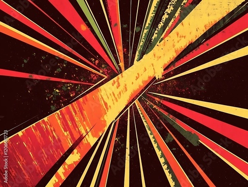 Abstract Radiating Lines Design In Red Orange Yellow And Black