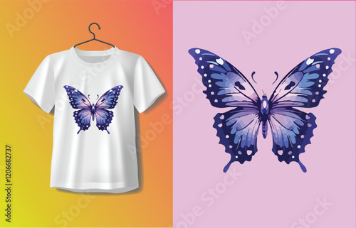 Blue butterflay logo t-shirt design.