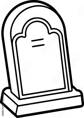 headstone outline vector illustration line art