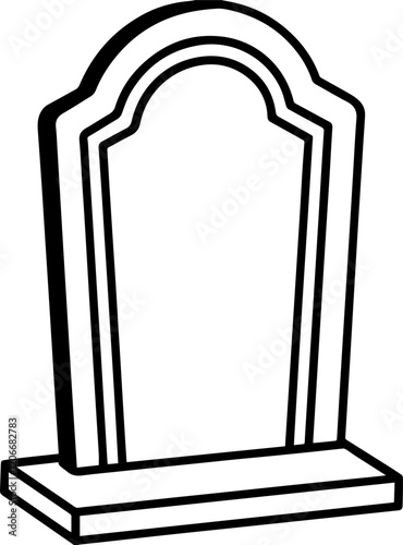 headstone outline vector illustration line art