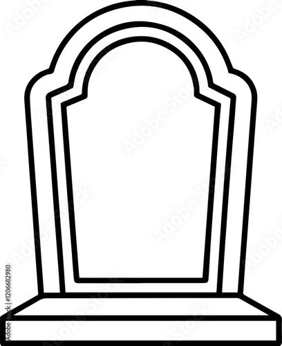 headstone outline vector illustration line art