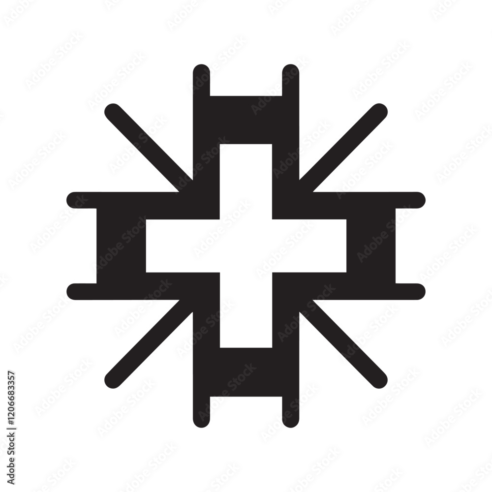 Hospital and medical health care Medical Cross icon silhouette vector illustration Hospital and medical health care Medical Cross icon silhouette vector illustration