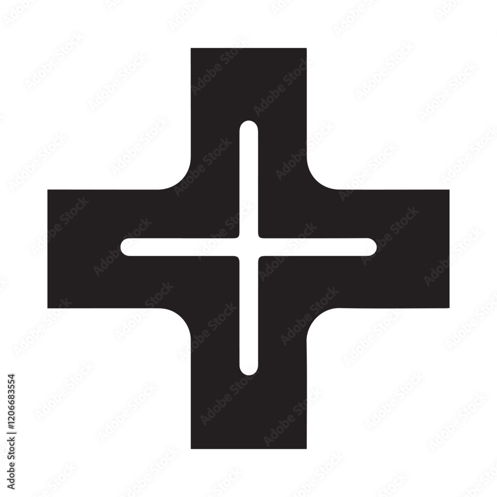 Obraz premium Hospital and medical health care Medical Cross icon silhouette vector illustration