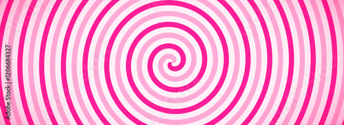 Candy color spiral background. Pink rotating swirl pattern wallpaper. Nice spinning vortex for banner, poster, flyer, booklet. Sweet cartoon hypnotic concept. Vector strawberry ice cream backdrop