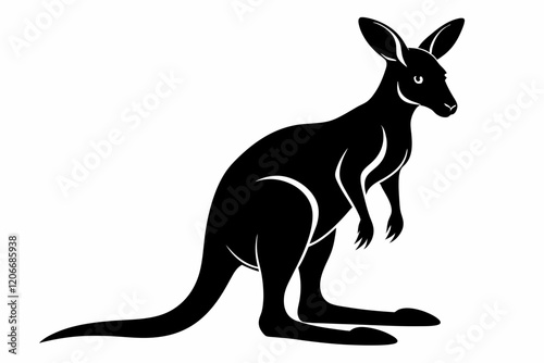 Kangaroo animal silhouette vector illustration on white background
