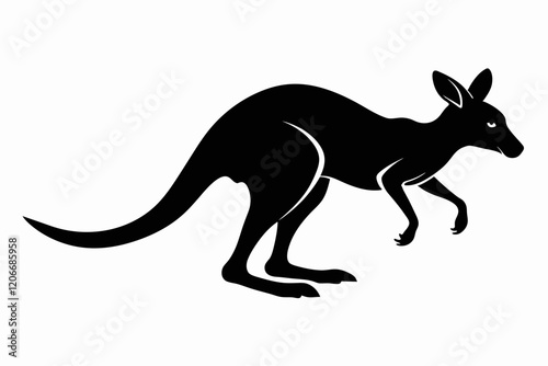 Kangaroo animal silhouette vector illustration on white background
