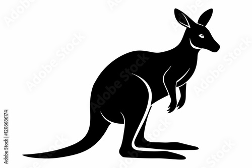 Kangaroo animal silhouette vector illustration on white background
