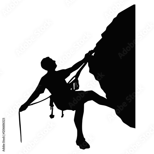 Black Silhouette of People Climbing. Vector Illustration
