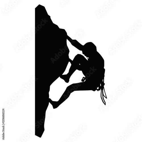 Black Silhouette of People Climbing. Vector Illustration