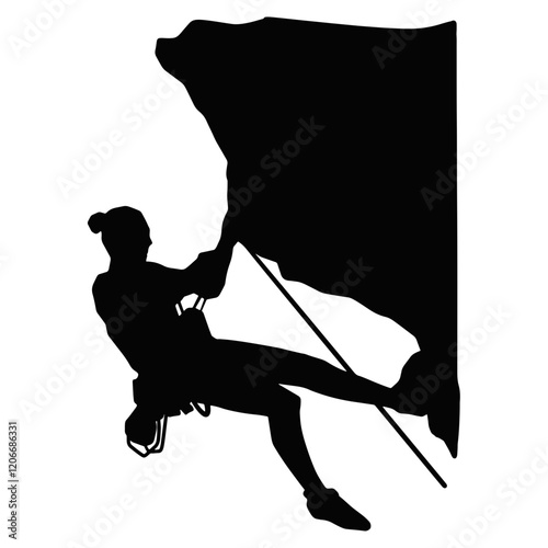 Black Silhouette of People Climbing. Vector Illustration