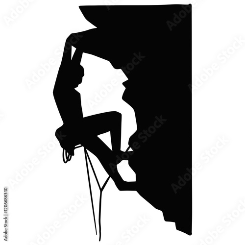 Black Silhouette of People Climbing. Vector Illustration