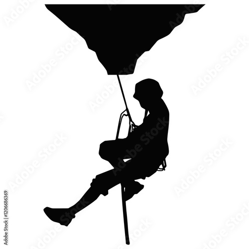 Black Silhouette of People Climbing. Vector Illustration