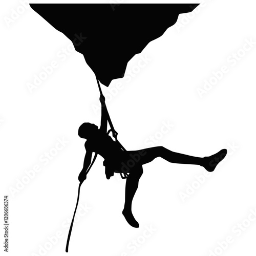 Black Silhouette of People Climbing. Vector Illustration