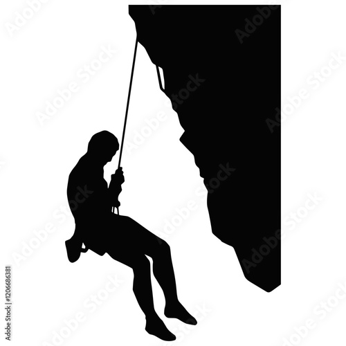 Black Silhouette of People Climbing. Vector Illustration