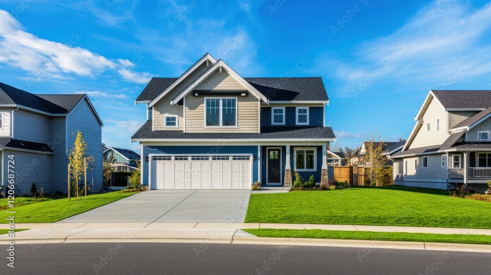 Naklejka premium Modern Two-Story Home in a Suburban Neighborhood