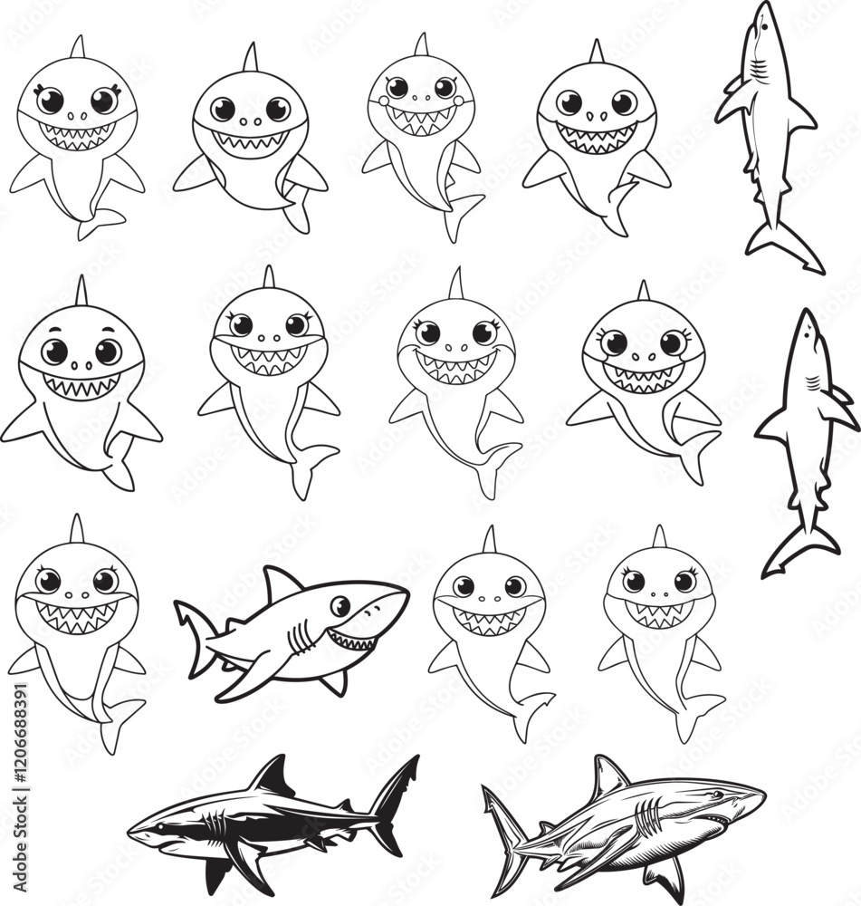 Obraz premium shark logo illustration vector art silhouette