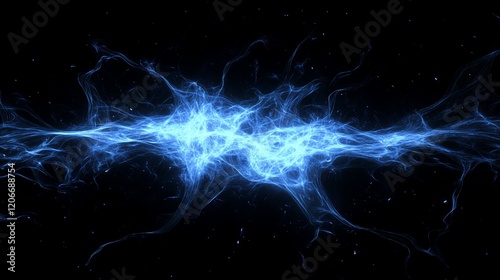 A blue electric energy effect on black background, energy waves