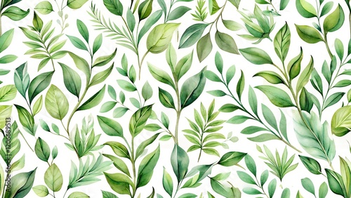 green leaves floral seamless pattern 