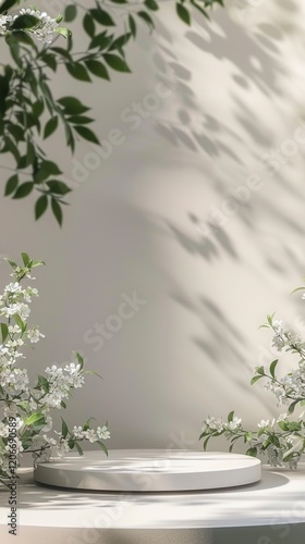 Wallpaper Mural Elegant Minimalistic Display with Greenery and Soft Shadows Torontodigital.ca