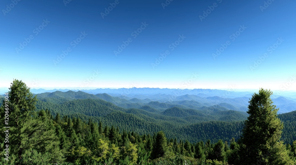 Vast Mountain Range and Forest Landscape Vast Mountain Range and Forest Landscape