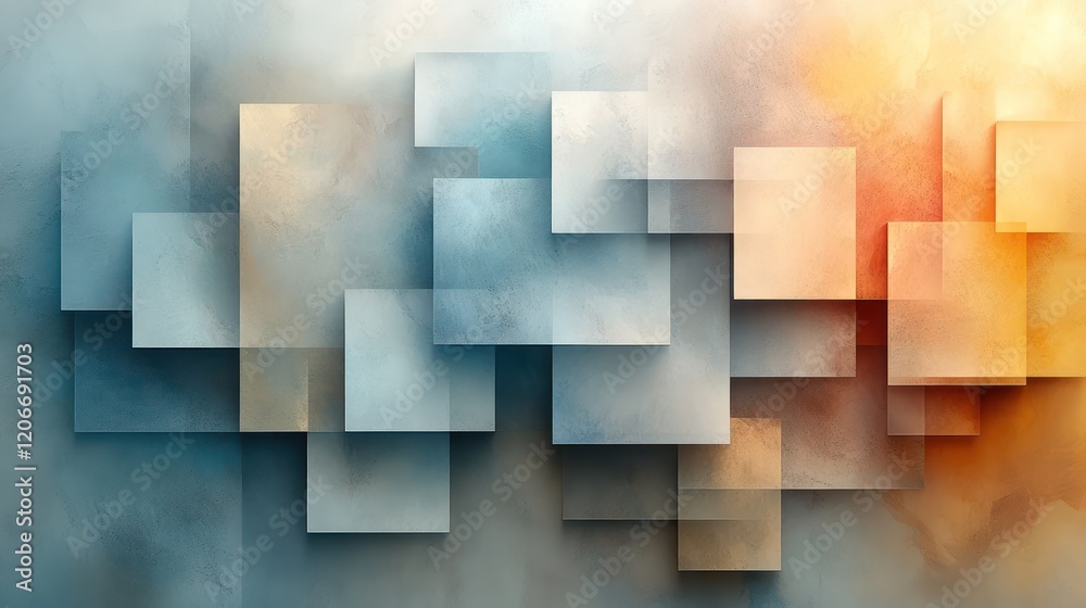 Naklejka premium Abstract Geometric Composition: Interplay of Hues and Forms