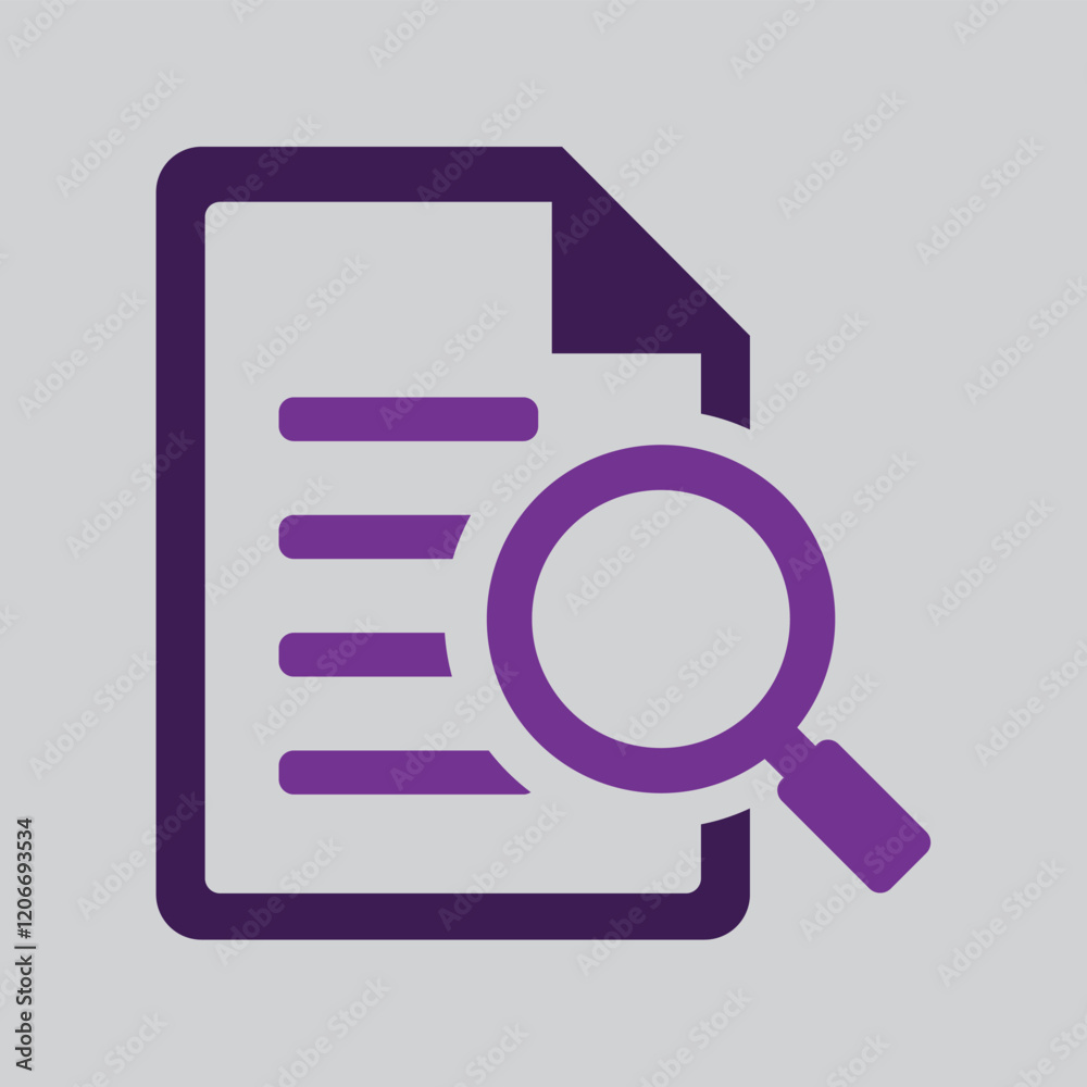 Document Inspection Symbol with Magnifier Icon Document Inspection Symbol with Magnifier Icon