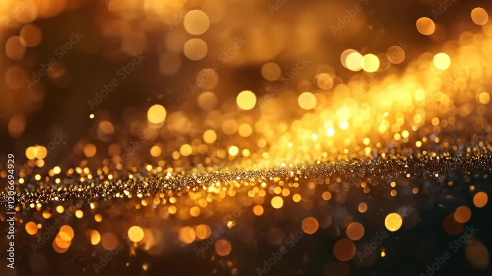 dreamy glamour gold bokeh light with glitter glow  gently  floating around, abstract gold background