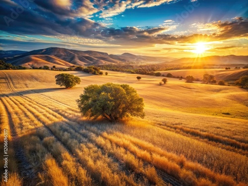 Quincy's backcountry: a fallow field glows with golden hour's vintage California light.