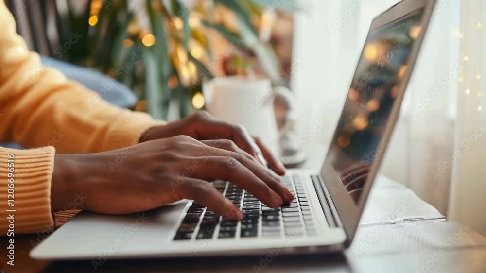 Close up of hands typing on a laptop Close up of hands typing on a laptop