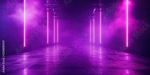 Wallpaper Mural Concert stage background with blue and purple lights. Empty concert floor at futuristic room Torontodigital.ca