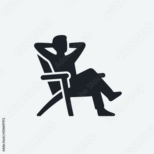 Relaxed sitting with arms on armrests silhouette in black on a white background