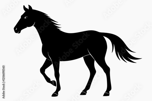 Horse Silhouette Vector Illustration White Background
