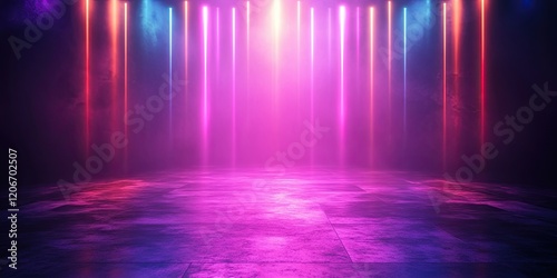 Wallpaper Mural Concert stage background with blue and purple lights. Empty concert floor at futuristic room Torontodigital.ca