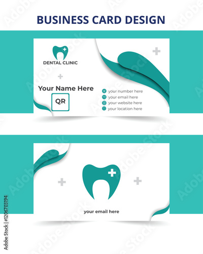 Professional dentist visiting card template with clean layout or business card design