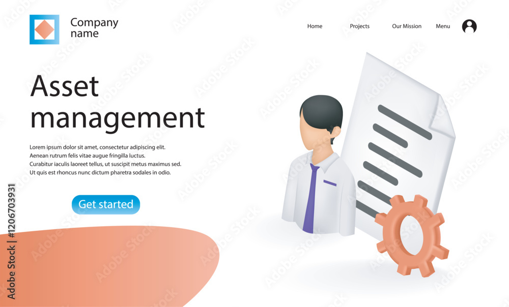 Landing page of Asset management administration concept illustration Landing page of Asset management administration concept illustration