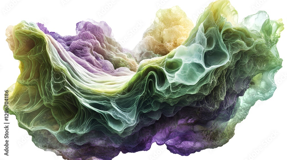 Fototapeta premium Abstract Green Purple And Yellow Organic Form
