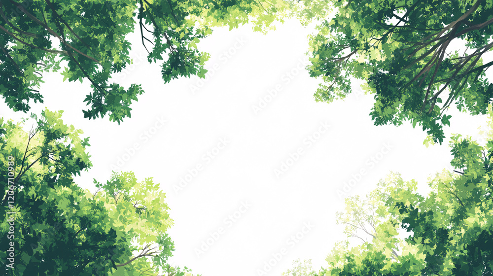 green foliage frame surrounding white background perfect for spring or summer design green foliage frame surrounding white background perfect for spring or summer design