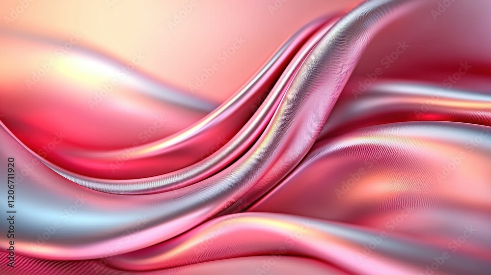 Abstract Pink and Silver Silk Fabric Drape Elegant Flowing Textile Background