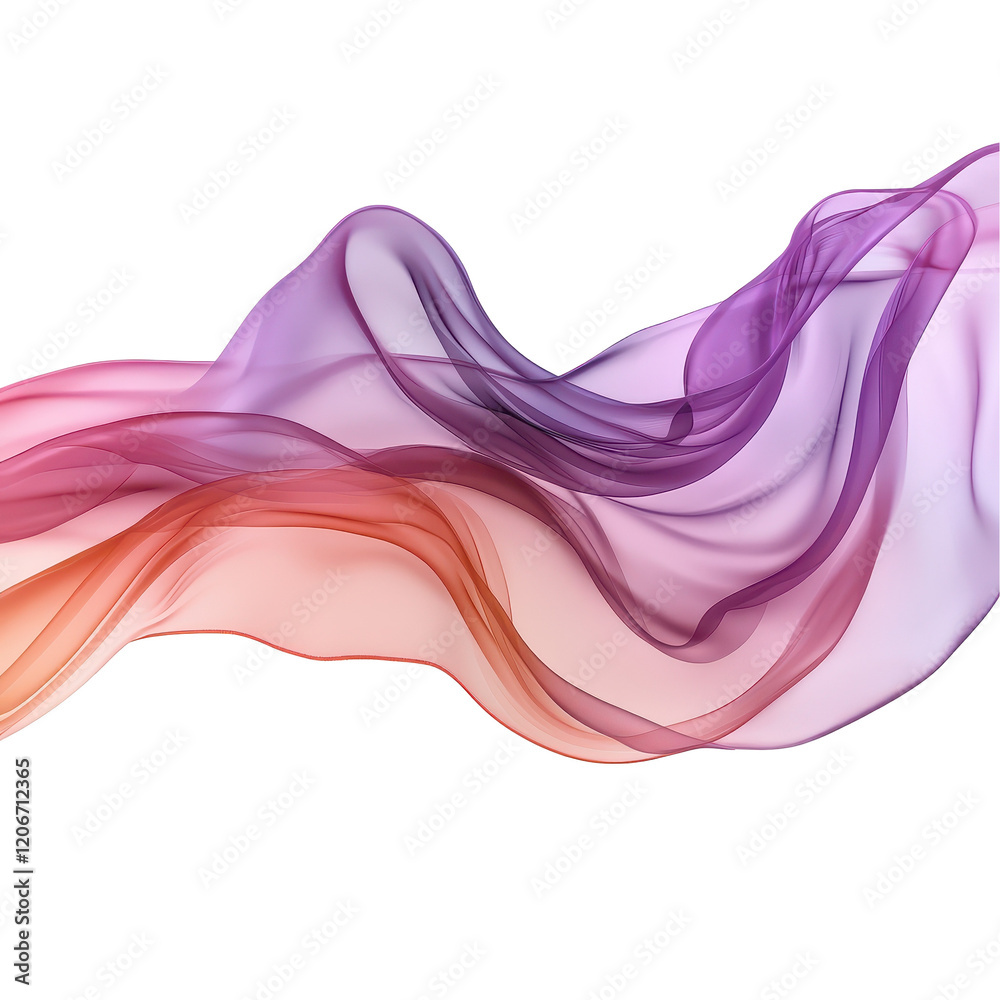 Abstract flowing waves of colorful smoke in soft shades of purple and orange. transparent background Abstract flowing waves of colorful smoke in soft shades of purple and orange. transparent background