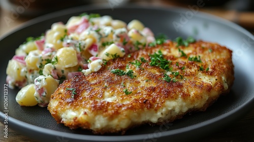 Wallpaper Mural Delicious Crispy Breaded Chicken Cutlet with Creamy Potato Salad Torontodigital.ca