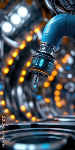 Advanced hydrogen fuel plant featuring robotic arms for efficient energy production and automation.