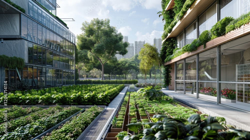 Fototapeta premium Sustainable Urban Architecture with Vertical Gardens