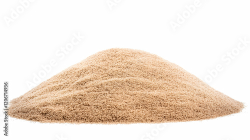 Light brown sand pile isolated on white background; construction, texture, material