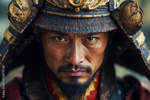 A Close Up Portrait Of A Samurai Warrior photo