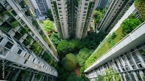 Vertical Green Architecture in Urban Setting photo