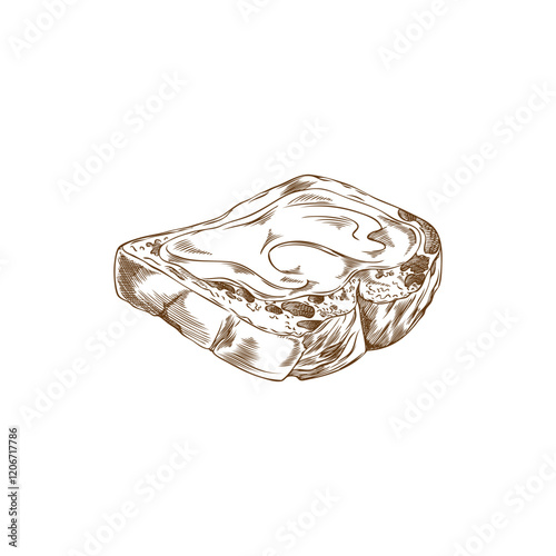 Vector illustrations of buttered toast for breakfast in the style of a brown outline