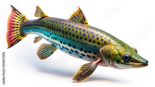 Transparent Background Bichir Fish Stock Photo: High-Resolution Image of an Aquatic Animal, Ideal for Design Projects and Presentations. photo