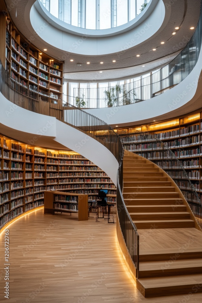 Obraz premium Modern Library Design Emphasizing Inclusivity with Braille and Accessible Resources for All Visitors