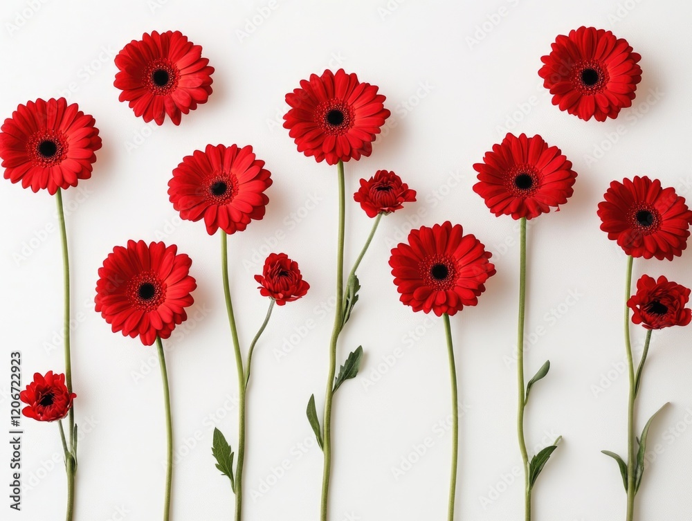 Obraz premium Red Flowers on White Surface